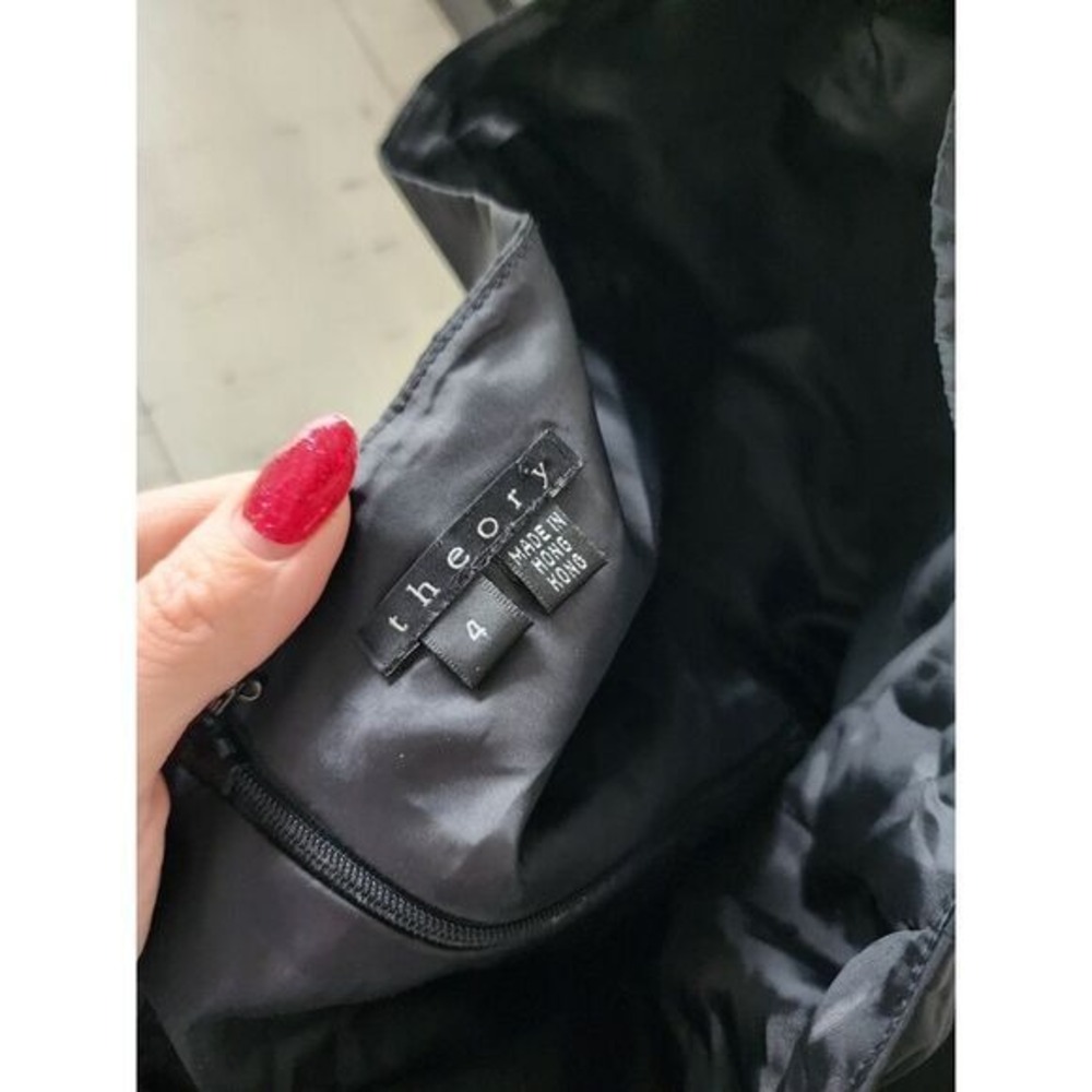 Theory‎ Black Strapless Pleated Cocktail Formal Dress sz 4 EUC LBD - Picture 8 of 8
